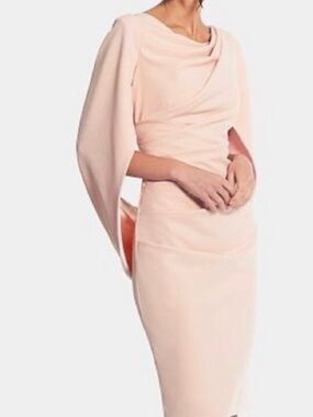 Betsy & Adam Soft Blush Draped Midi Dress